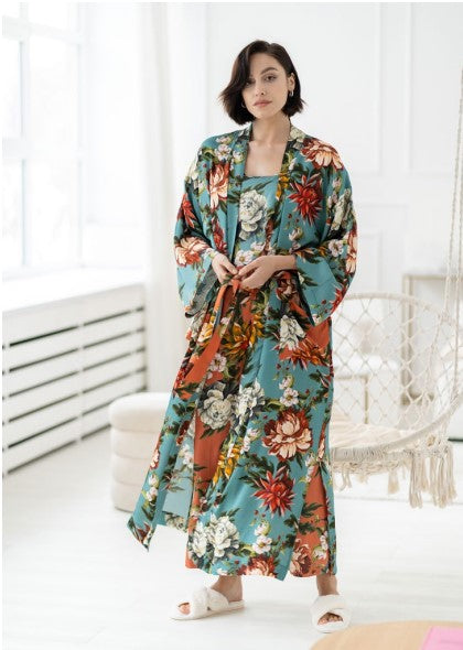 FLORAL IN BLOOM LONG ROBE